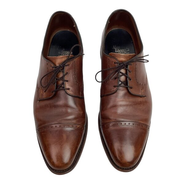 Allen Edmonds Clifton Mens Leather Oxford Captoe Dress Shoes Brown - Picture 2 of 13
